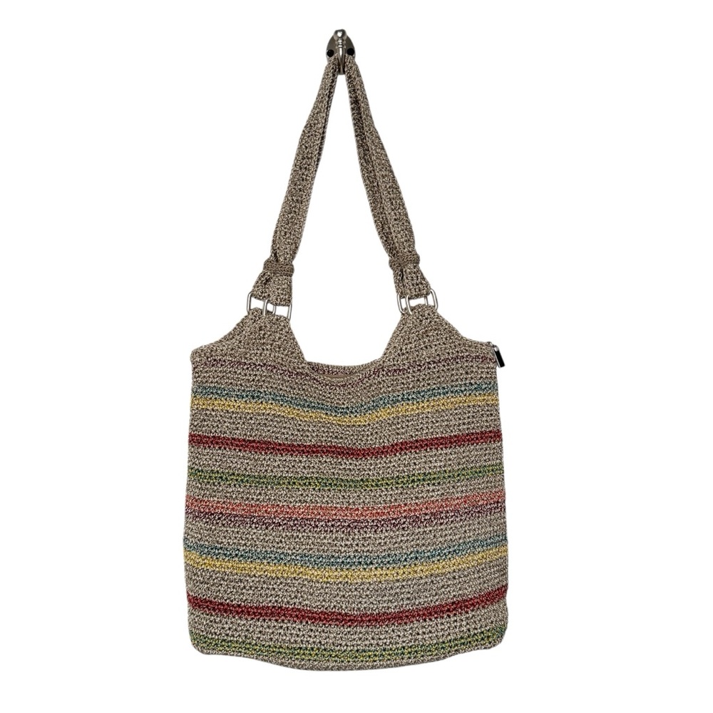 THE SAK BELLE COLORFUL STRIPED WOVEN HOBO SHOULDER BAG - Picture 2 of 11